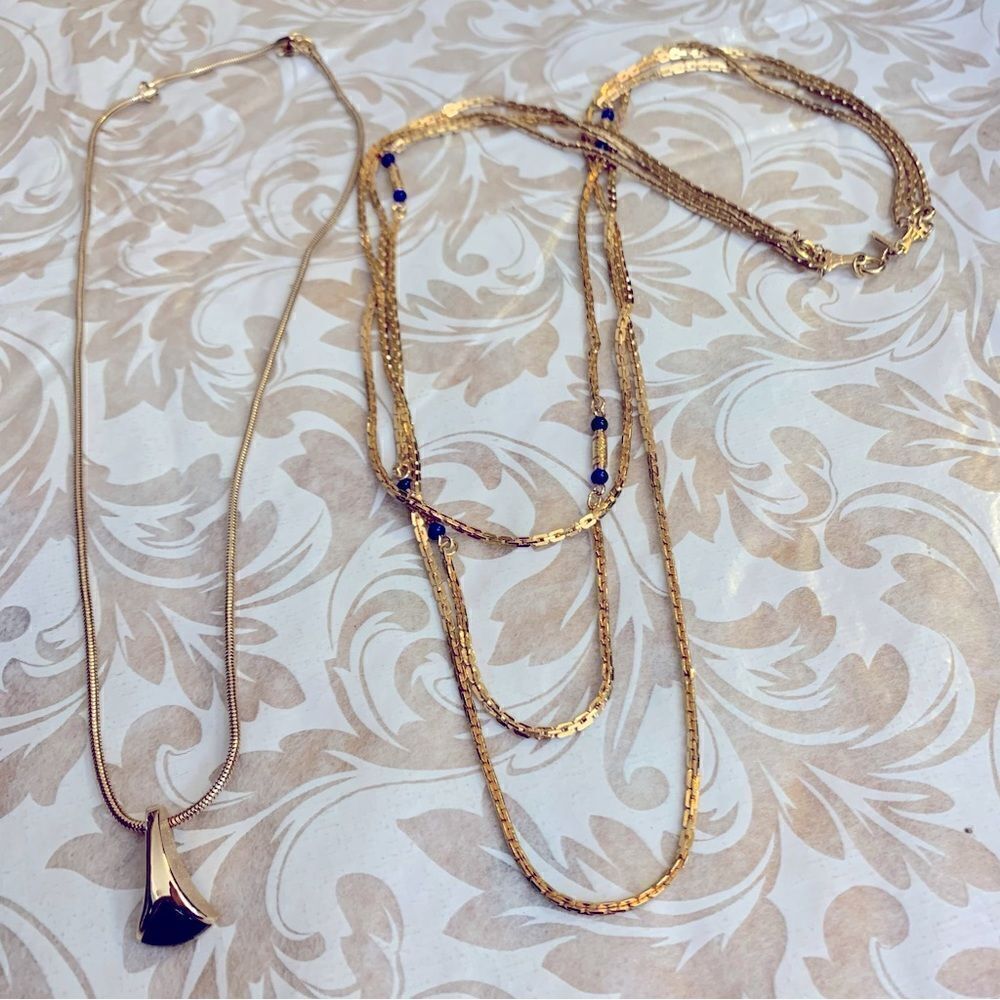 Sarah Coventry Necklaces Set of 2 Gold Tone 26” & 18” Vintage Gorgeous